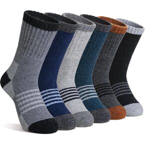 Velice Kids Merino Wool Hiking Socks Toddler Boys Girls Winter Warm Thermal Thick Cushion Crew Boot Socks 6 Pairs