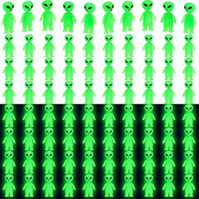 Mini Alien Figures Glow in The Dark Small Little Tiny Aliens Figurine for Easter Party Favors Prank Rubber Easter Toys Bulk Gifts for Space Party Goodie Bag Fillers Piñata Stuffers(100)