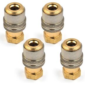 Heavy Duty Brass Tire Chuck with Air Lock, 1/4FNPT, Tire Air Chuck for Tire Inflator Gauge and Air Compressor, Pack of 4