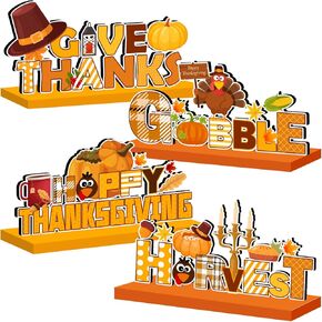 Thanksgiving Table Decorations Wooden Centerpieces Harvest Thanksgiving Themed Party Supplies Fall Pumpkin Wooden Table Signs Happy Thanksgiving Wooden Decorations with Turkey Pattern