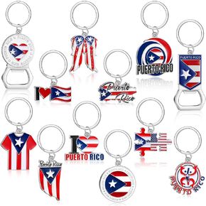 12 Pcs Puerto Rico Souvenirs Gifts Metal Pr Flags Keychain Puerto Rican Bottle Opener Keychains