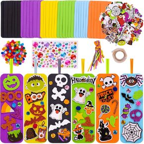 Taylrswtie 36 Sets Cute Crafts for Kids Foam DIY Halloween Bookmarks Craft Kit,Halloween Fall Craft Kits DIY Party Favors for Kids Classroom Activities