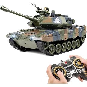 1:18 Remote Control Tank, 2.4GHz German Leopard II RC Tank, 60 Minutes Playing Times, Army Tank Toys with BBS & Water Bombs & Sound & Somke for Adults and Ages 6+