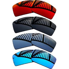 4 Pairs Replacement Lenses for Oakley Gibston OO9449 Sunglasses - Solid Black+Titanium+Ice Blue+Fire Red