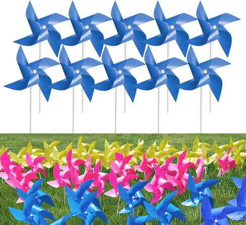 100 Pcs Pinwheels, 10 Mixed Colors Toy Wind Spinners and Party Favors Gifts for Kids, Outdoor Decorational Pinwheels for Yard and Garden in Saudi Arabia