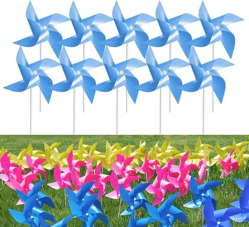 100 Pcs Pinwheels, 10 Mixed Colors Toy Wind Spinners and Party Favors Gifts for Kids, Outdoor Decorational Pinwheels for Yard and Garden in Saudi Arabia