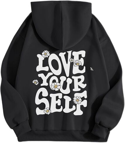 Aesthetic Preppy Hoodies for Teen Girls Cute Graphic Sweatshirts Inspirational Letter Slogan Loose Fit Pullover Tops in Kuwait