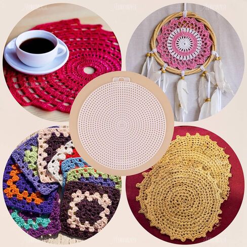 AUEAR, 40 Pack 6 Inch Plastic Round Canvas Mesh Sheets Canvas Circle Sheet for Embroidery Crafts White in Saudi Arabia