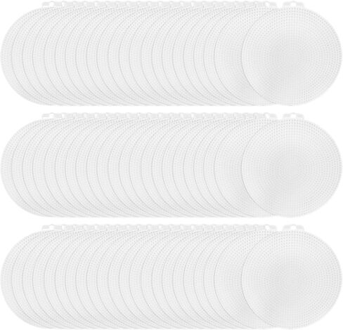 AUEAR, 40 Pack 6 Inch Plastic Round Canvas Mesh Sheets Canvas Circle Sheet for Embroidery Crafts White in Saudi Arabia