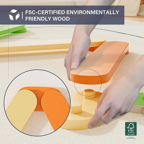 شعاع التوازن بلو وود للأطفال من سن 3 إلى 5 سنوات، ألعاب مونتيسوري ذات التوازن الخشبي الحسي للأطفال الصغار وأحجار الخطوات، بناء التنسيق والمهارة الحركية للعوائق الحركية للأطفال in Kuwait