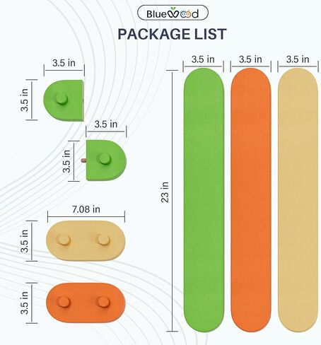 شعاع التوازن بلو وود للأطفال من سن 3 إلى 5 سنوات، ألعاب مونتيسوري ذات التوازن الخشبي الحسي للأطفال الصغار وأحجار الخطوات، بناء التنسيق والمهارة الحركية للعوائق الحركية للأطفال in Kuwait