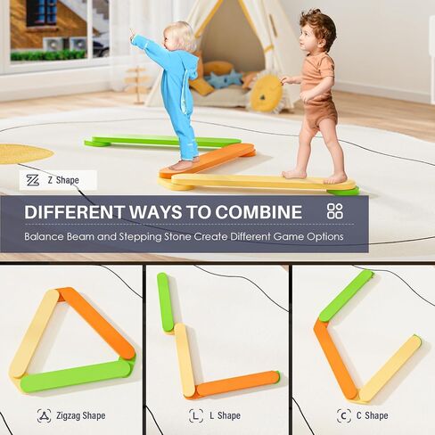 شعاع التوازن بلو وود للأطفال من سن 3 إلى 5 سنوات، ألعاب مونتيسوري ذات التوازن الخشبي الحسي للأطفال الصغار وأحجار الخطوات، بناء التنسيق والمهارة الحركية للعوائق الحركية للأطفال in Kuwait