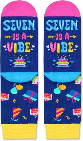 HAPPYPOP 7th Birthday Gifts Ideas Socks - Gifts for Girls Boys Age 7, Presents for 7 Year Olds, Seven Year Old Gifts for Kids in Saudi Arabia