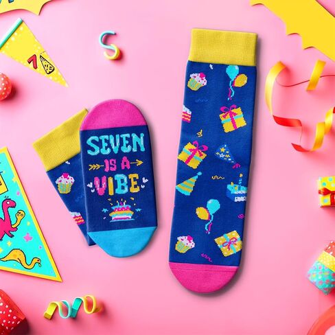 HAPPYPOP 7th Birthday Gifts Ideas Socks - Gifts for Girls Boys Age 7, Presents for 7 Year Olds, Seven Year Old Gifts for Kids in Saudi Arabia