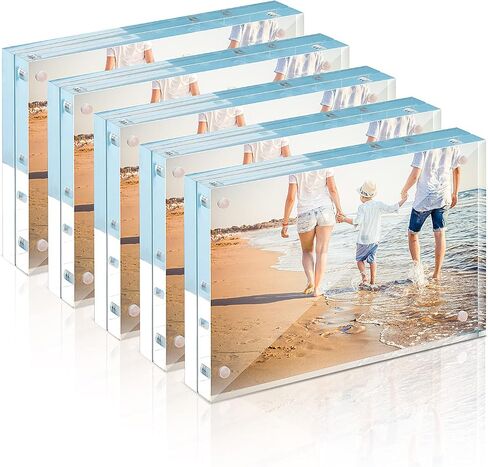 TWING 2 Pack Acrylic Picture Frame 8 x 10 Magnetic Picture Photo Frame,10+10MM Clear Picture Frame, 8 by 10 Picture Frames Acrylic Magnetic Photo Frame Self Standing Double Sided,Gift in Kuwait