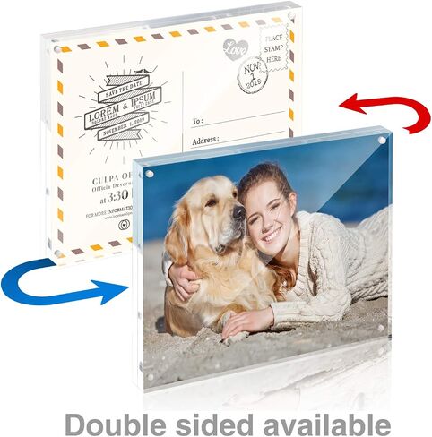 TWING 2 Pack Acrylic Picture Frame 8 x 10 Magnetic Picture Photo Frame,10+10MM Clear Picture Frame, 8 by 10 Picture Frames Acrylic Magnetic Photo Frame Self Standing Double Sided,Gift in Kuwait