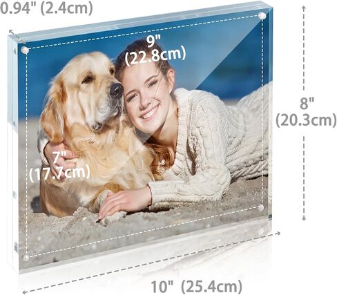 TWING 2 Pack Acrylic Picture Frame 8 x 10 Magnetic Picture Photo Frame,10+10MM Clear Picture Frame, 8 by 10 Picture Frames Acrylic Magnetic Photo Frame Self Standing Double Sided,Gift in Kuwait