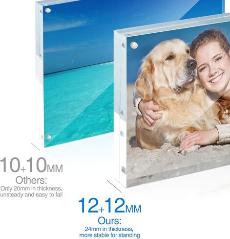 TWING 2 Pack Acrylic Picture Frame 8 x 10 Magnetic Picture Photo Frame,10+10MM Clear Picture Frame, 8 by 10 Picture Frames Acrylic Magnetic Photo Frame Self Standing Double Sided,Gift in Kuwait