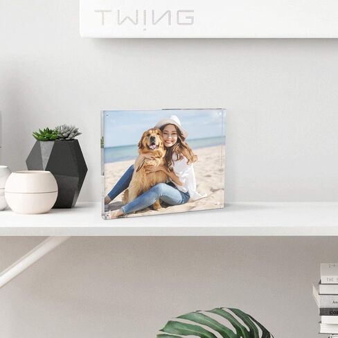 TWING 2 Pack Acrylic Picture Frame 8 x 10 Magnetic Picture Photo Frame,10+10MM Clear Picture Frame, 8 by 10 Picture Frames Acrylic Magnetic Photo Frame Self Standing Double Sided,Gift in Kuwait
