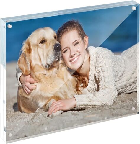 TWING 2 Pack Acrylic Picture Frame 8 x 10 Magnetic Picture Photo Frame,10+10MM Clear Picture Frame, 8 by 10 Picture Frames Acrylic Magnetic Photo Frame Self Standing Double Sided,Gift in Kuwait