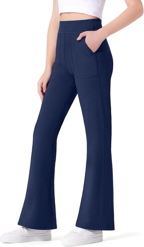 JOCMIC Girls Fleece Lined Flare Leggings High Waist Bell Bottoms Yoga Pants for Kids Girls Athletic Leggings with Pockets in Kuwait