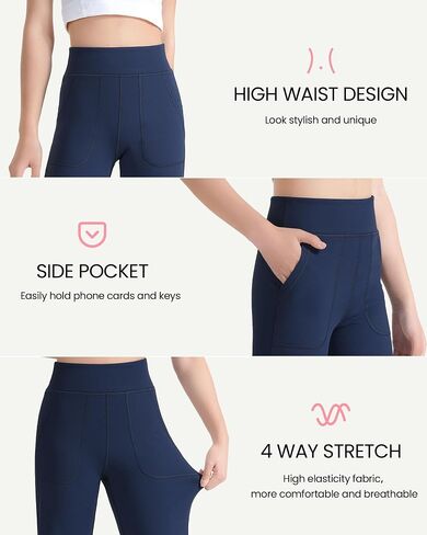 JOCMIC Girls Fleece Lined Flare Leggings High Waist Bell Bottoms Yoga Pants for Kids Girls Athletic Leggings with Pockets in Kuwait