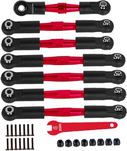 RC Adjustable Turnbuckles Upgrades Part for 1/10 Slash/Rustler/Stampede/Bandit VXL 2WD, Adjustable Turnbuckles Camber Links Toe Link,Red（7PCS in Saudi Arabia