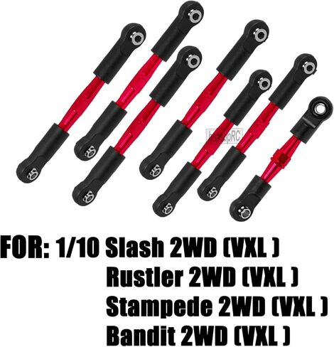 RC Adjustable Turnbuckles Upgrades Part for 1/10 Slash/Rustler/Stampede/Bandit VXL 2WD, Adjustable Turnbuckles Camber Links Toe Link,Red（7PCS in Saudi Arabia