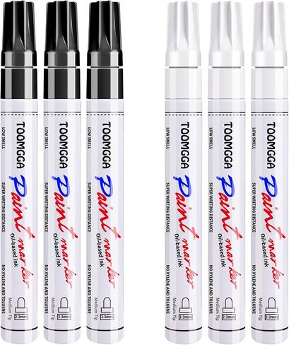 White Paint Pens Permanent Paint Markers - 6 Pack Oil Based Marking Pens, Medium Point, Quick Drying and Waterproof Paint Pens for Rock Painting Car Tyre Metal, Plastic, Canvas, Wood in Saudi Arabia