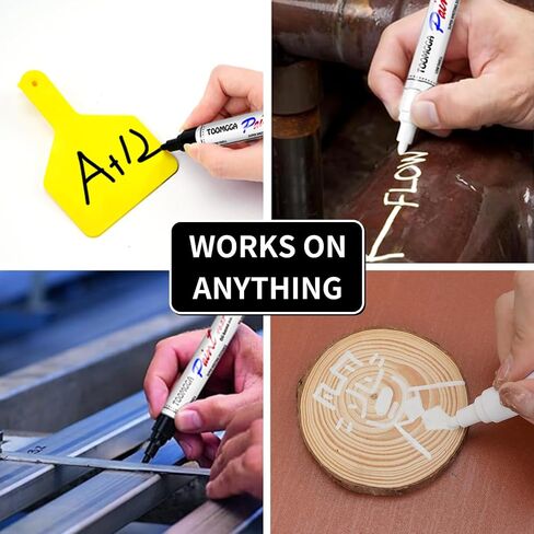 White Paint Pens Permanent Paint Markers - 6 Pack Oil Based Marking Pens, Medium Point, Quick Drying and Waterproof Paint Pens for Rock Painting Car Tyre Metal, Plastic, Canvas, Wood in Saudi Arabia