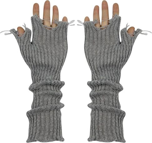 ANKOMINA Women Men Knit Arm Warmers Fingerless Gloves Tattered Gothic Thumb Hole Gloves Mittens in Saudi Arabia