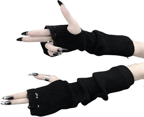 Goth Arm Warmers Women Punk Rock Fingerless Arm Sleeves in Saudi Arabia