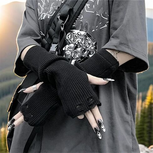 Goth Arm Warmers Women Punk Rock Fingerless Arm Sleeves in Saudi Arabia