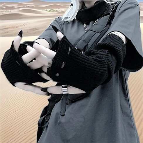 Goth Arm Warmers Women Punk Rock Fingerless Arm Sleeves in Saudi Arabia