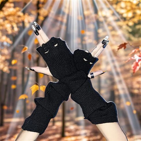 Goth Arm Warmers Women Punk Rock Fingerless Arm Sleeves in Saudi Arabia