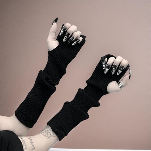 Goth Arm Warmers Women Punk Rock Fingerless Arm Sleeves in Saudi Arabia