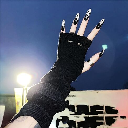 Goth Arm Warmers Women Punk Rock Fingerless Arm Sleeves in Saudi Arabia