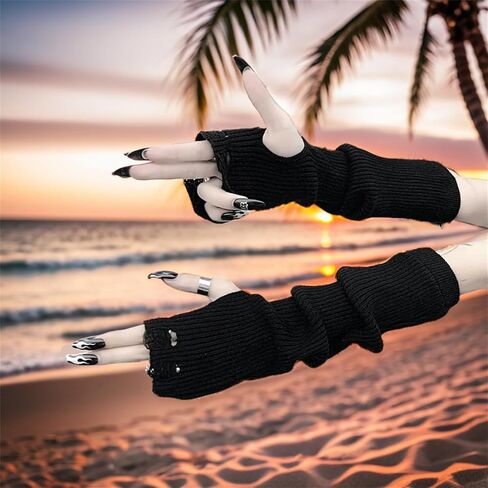 Goth Arm Warmers Women Punk Rock Fingerless Arm Sleeves in Saudi Arabia