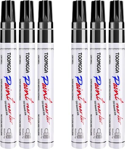 White Paint Pens Permanent Paint Markers - 6 Pack Oil Based Marking Pens, Medium Point, Quick Drying and Waterproof Paint Pens for Rock Painting Car Tyre Metal, Plastic, Canvas, Wood in Saudi Arabia