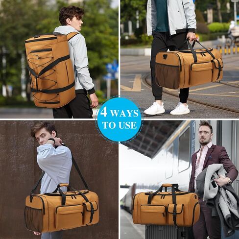 Extra Large Gym Bag Backpack with Shoes Compartment, 75L Heavy Duty Sports Duffle Bag for Men & Women, Workout Duffel Bag, Weekender Overnight Backpack for Travel Camping, Khaki in Saudi Arabia