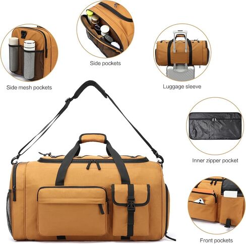 Extra Large Gym Bag Backpack with Shoes Compartment, 75L Heavy Duty Sports Duffle Bag for Men & Women, Workout Duffel Bag, Weekender Overnight Backpack for Travel Camping, Khaki in Saudi Arabia