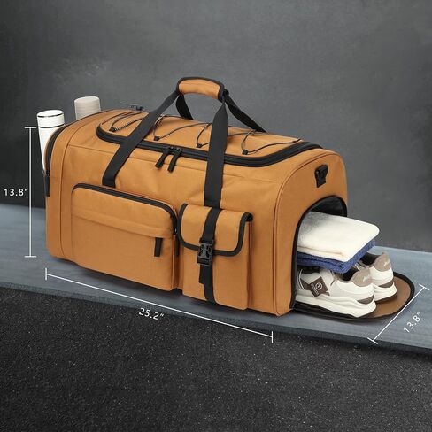 Extra Large Gym Bag Backpack with Shoes Compartment, 75L Heavy Duty Sports Duffle Bag for Men & Women, Workout Duffel Bag, Weekender Overnight Backpack for Travel Camping, Khaki in Saudi Arabia