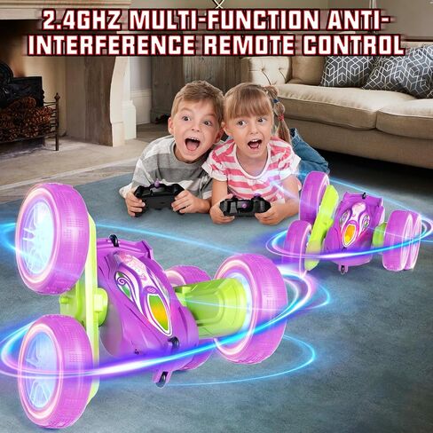 Remote Control Car Toys for Girls & Boys, 4WD Gesture RC Stunt Cars, High Speed RC Truck with Double Sided 360 Flips and Headlights Wheel Lights, Off-Road Stunt Car Toys for Kids 6-12 yr (Pink) in Saudi Arabia
