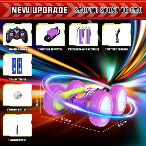 Remote Control Car Toys for Girls & Boys, 4WD Gesture RC Stunt Cars, High Speed RC Truck with Double Sided 360 Flips and Headlights Wheel Lights, Off-Road Stunt Car Toys for Kids 6-12 yr (Pink) in Saudi Arabia