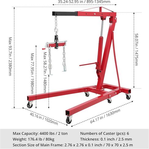 رافعة محرك هيدروليكي للخدمة الشاقة - سعة 2 طن، تصميم قابل للطي، منتقي الكرز المدمج، وسهولة التحميل/التفريغ باستخدام رافعة المحرك (4400 رطل) in Kuwait