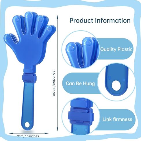 24 Pcs Royal Blue Hand Clappers 7.5 Inch Clappers Noisemakers Noise Makers Party Favors Plastic Clapper Sporting Events Cheers Ball Dance Basketball Football Noisemakers （Royal Blue） in Saudi Arabia