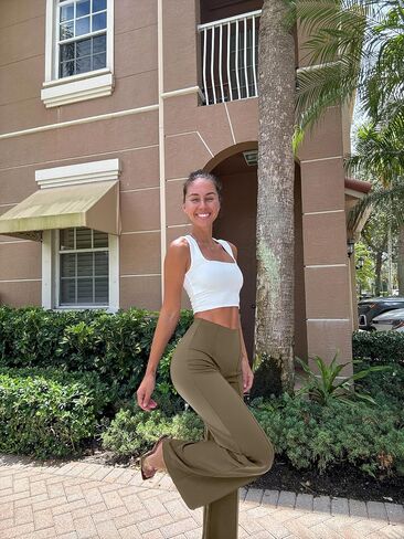 OQQ Women Wide Leg Pants High Waist Casual Pants Fall Clothes Outfits in Kuwait