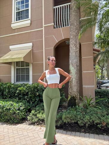 OQQ Women Wide Leg Pants High Waist Casual Pants Fall Clothes Outfits in Kuwait
