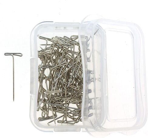 The Beadsmith T-pins, 1 inch (27mm), Stainless Steel, 75 pins in a Plastic Box, Ideal for Wigs, Macrame and Sewing, Use for Blocking, Knitting, Modelling and Crafts in Saudi Arabia