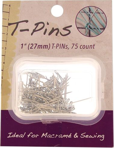 The Beadsmith T-pins, 1 inch (27mm), Stainless Steel, 75 pins in a Plastic Box, Ideal for Wigs, Macrame and Sewing, Use for Blocking, Knitting, Modelling and Crafts in Saudi Arabia